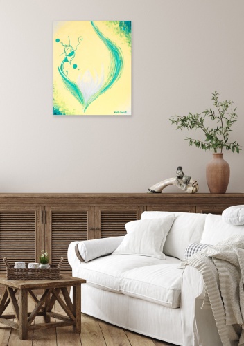 cocoon_of_love_download_of_pure_love_frequencies_by_contemporary_artist_and_painter_noelie_ceyral_with_wooden_furniture